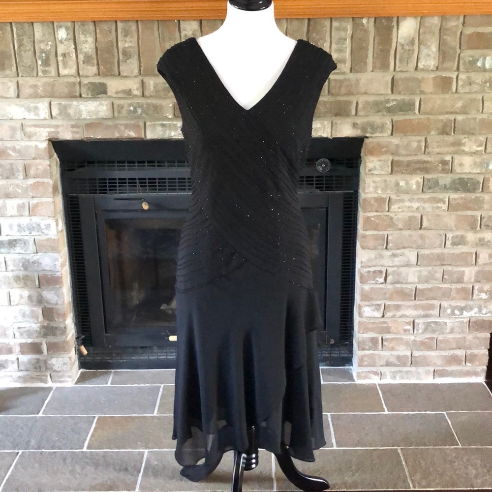 Black sleeveless beaded dress
